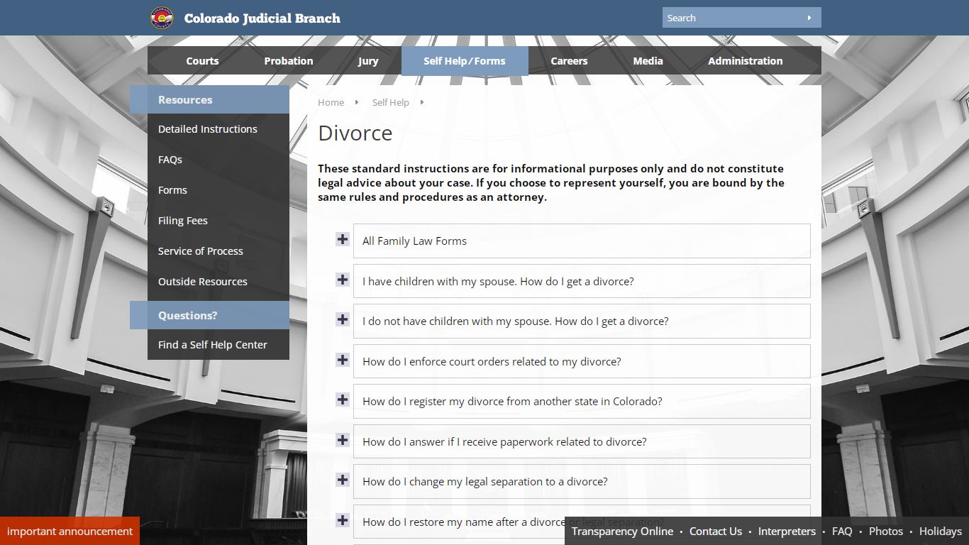 Colorado Judicial Branch - Self Help - Divorce